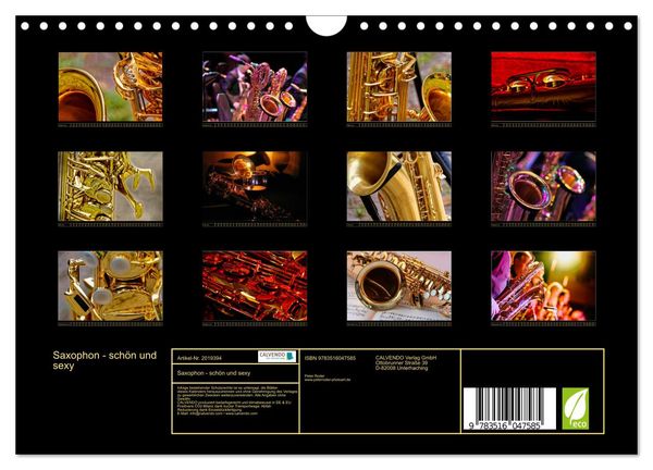 Produktbild: Saxophon - sch&ouml;n und sexy (Wandkalender 2026 DIN A4 quer), CALVENDO Monatskalender