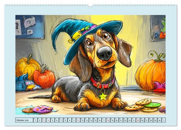 Produktbild: Dackel Fun. Zauberhafte Hunde Cartoons f&uuml;rs Herz (hochwertiger Premium Wandkalender 2026 DIN A2 quer), Kunstdruck in Hochglanz