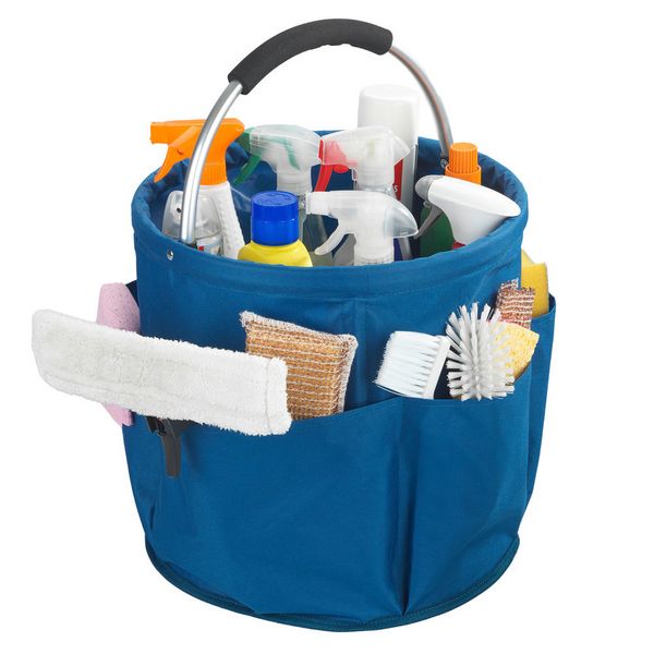 Produktbild: Universal Reinigungs Caddy Mod. Herkules 34 l, Blau, mit 5 Au&szlig;entaschen f&uuml;r Schw&auml;mme und T&uuml;cher