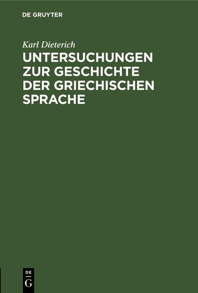 Produktbild: Untersuchungen zur Geschichte der griechischen Sprache