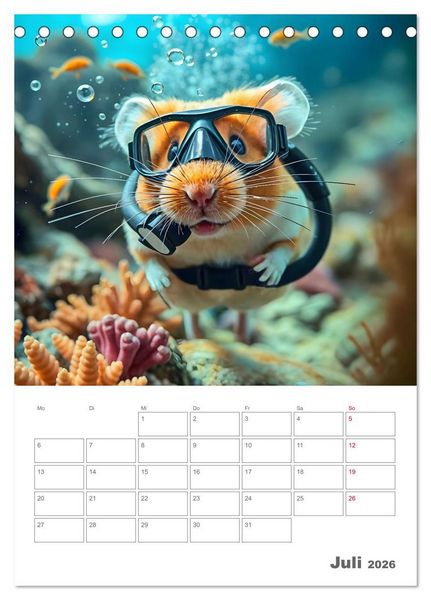 Produktbild: Adventure Hamster - Sportliche KI Hamster pr&auml;sentieren den Abenteuer-Sport (Tischkalender 2026 DIN A5 hoch), CALVENDO Monatskalender