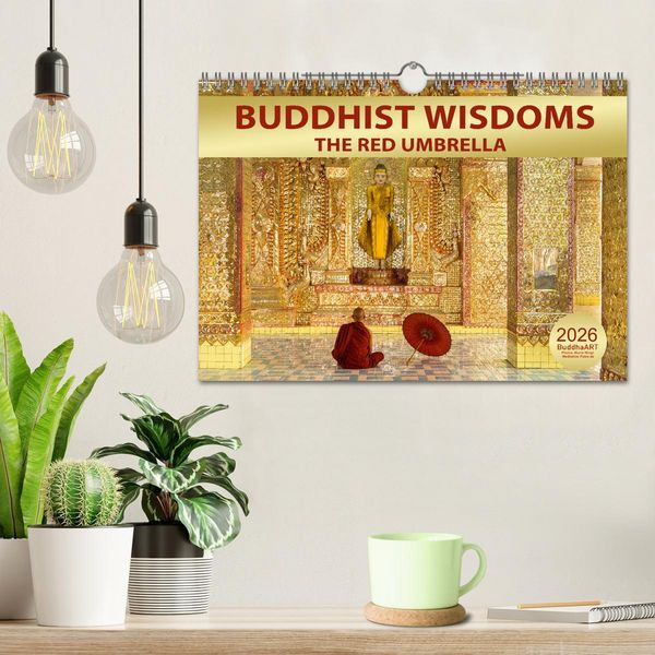 Produktbild: BUDDHIST WISDOMS - THE RED UMBRELLA (Wall Calendar 2026 DIN A4 landscape), CALVENDO 12 Month Wall Calendar