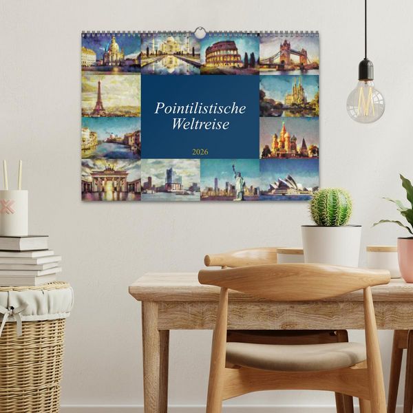 Produktbild: Pointilistische Weltreise (Wandkalender 2026 DIN A3 quer), CALVENDO Monatskalender