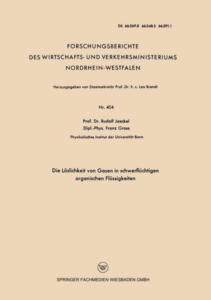 Produktbild: Die L&ouml;slichkeit von Gasen in schwerfl&uuml;chtigen organischen Fl&uuml;ssigkeiten