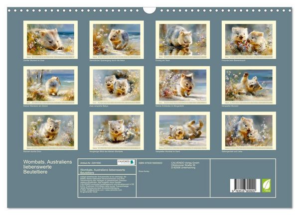 Produktbild: Wombats. Australiens liebenswerte Beuteltiere (Wandkalender 2027 DIN A3 quer), CALVENDO Monatskalender