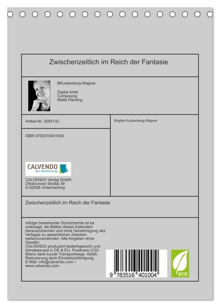 Produktbild: Zwischenzeitlich im Reich der Fantasie (Tischkalender 2026 DIN A5 hoch), CALVENDO Monatskalender