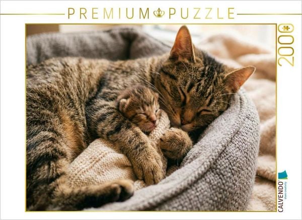 CALVENDO Puzzle Der beste Schlafplatz ist in Mutters Pfoten | 2000 Teile Lege-Größe 90x67cm Foto-Puzzle für glückliche Stunden