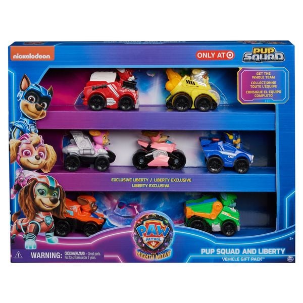 Produktbild: PAW Patrol: Der Mighty Kinofilm, 7-teiliges Pup Squad Racers-Geschenkset mit Liberty-Spielzeugauto, geeignet f&uuml;r Kinder ab 3 Jahren
