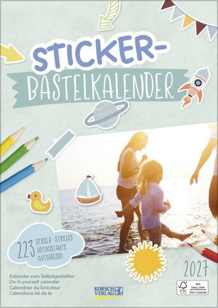 Produktbild: Fot-Malen-Basteln Bastelkalender mit Stickern 2027