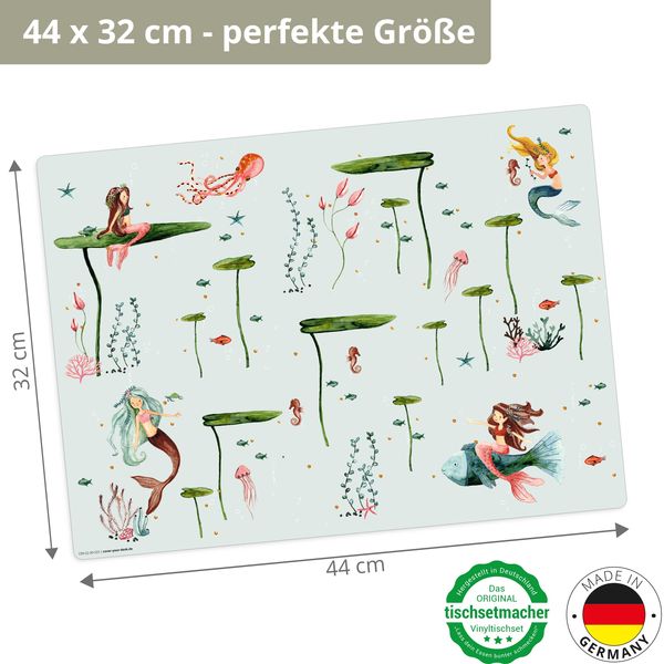 Produktbild: Tischsetmacher Tischset f&uuml;r Kinder Meerjungfrau, aus hochwertigem Vinyl , 44 x 32 cm