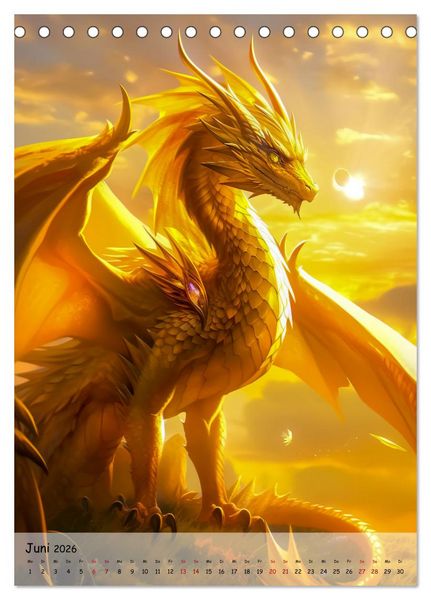 Produktbild: Gefl&uuml;gelte H&uuml;ter - Erleben Sie die Magie der Drachen (Tischkalender 2026 DIN A5 hoch), CALVENDO Monatskalender