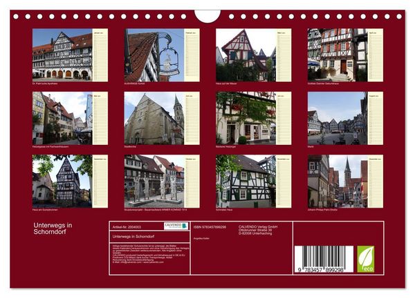 Produktbild: Unterwegs in Schorndorf (Wandkalender 2026 DIN A4 quer), CALVENDO Monatskalender