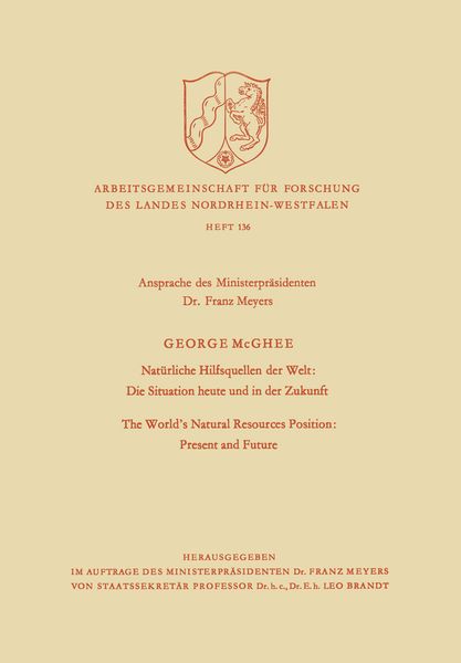 Produktbild: Nat&uuml;rliche Hilfsquellen der Welt: Die Situation heute und in der Zukunft / The World&rsquo;s Natural Resources Position: Present and Future