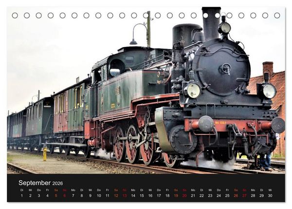 Produktbild: Dampflok-Nostalgie - 2026 schwergewichtige Lokomotiven (Tischkalender 2026 DIN A5 quer), CALVENDO Monatskalender