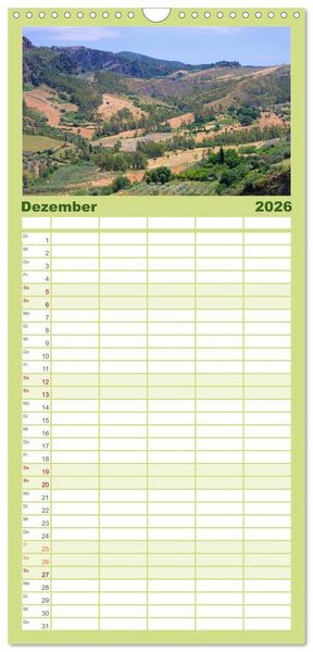 Produktbild: Familienplaner 2026 - Kalabrien mit 5 Spalten (Wandkalender, 21 x 45 cm) CALVENDO