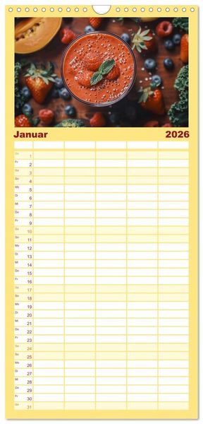 Produktbild: Familienplaner 2026 - Leckere Smoothies mit 5 Spalten (Wandkalender, 21 x 45 cm) CALVENDO