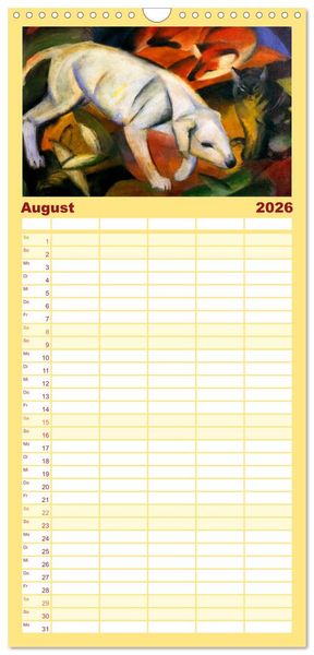 Produktbild: Familienplaner 2026 - Expressionistische Tierwelten mit 5 Spalten (Wandkalender, 21 x 45 cm) CALVENDO