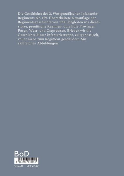 Produktbild: Geschichte des 3. Westpreu&szlig;ischen Infanterie-Regiments Nr. 129