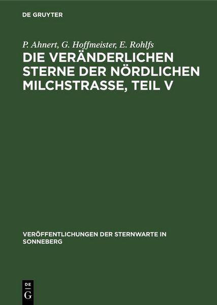 Produktbild: Die ver&auml;nderlichen Sterne der n&ouml;rdlichen Milchstra&szlig;e, Teil V