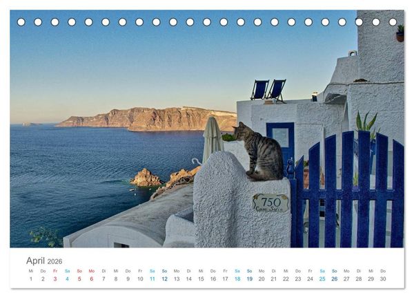 Produktbild: Santorin - Perle der Kykladen (Tischkalender 2026 DIN A5 quer), CALVENDO Monatskalender