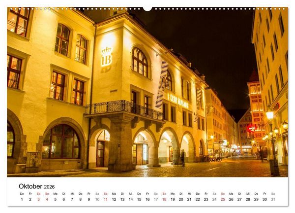 Produktbild: Nachts in M&uuml;nchen (Wandkalender 2026 DIN A2 quer), CALVENDO Monatskalender