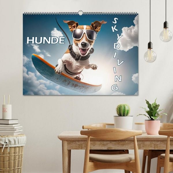 Produktbild: Hunde Skydiving (Wandkalender 2026 DIN A2 quer), CALVENDO Monatskalender