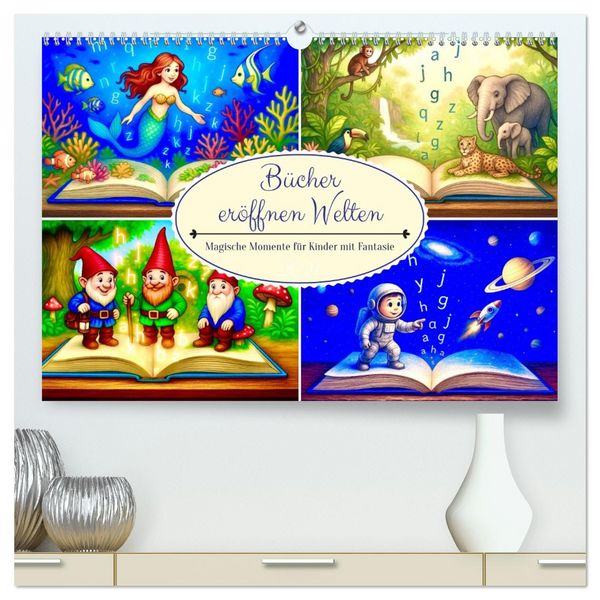 Produktbild: B&uuml;cher er&ouml;ffnen Welten (hochwertiger Premium Wandkalender 2027 DIN A2 quer), Kunstdruck in Hochglanz