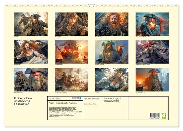 Produktbild: Piraten - Eine unsterbliche Faszination (Wandkalender 2026 DIN A2 quer), CALVENDO Monatskalender
