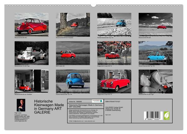 Produktbild: Historische Kleinwagen Made in Germany ART GALERIE (hochwertiger Premium Wandkalender 2026 DIN A2 quer), Kunstdruck in Hochglanz