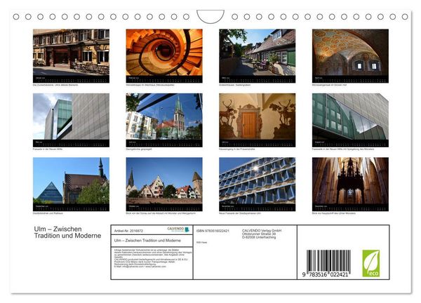 Produktbild: Ulm &ndash; Zwischen Tradition und Moderne (Wandkalender 2026 DIN A4 quer), CALVENDO Monatskalender
