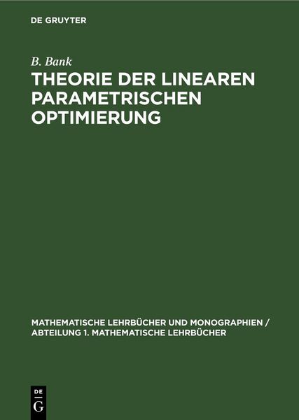 Produktbild: Theorie der linearen parametrischen Optimierung