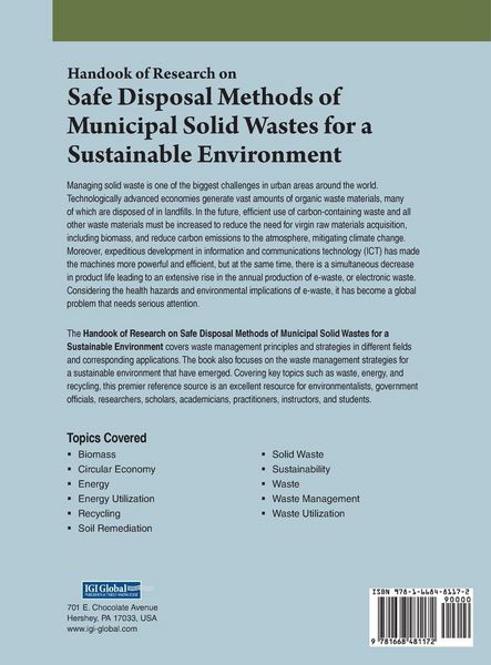 Produktbild: Handbook of Research on Safe Disposal Methods of Municipal Solid Wastes for a Sustainable Environment