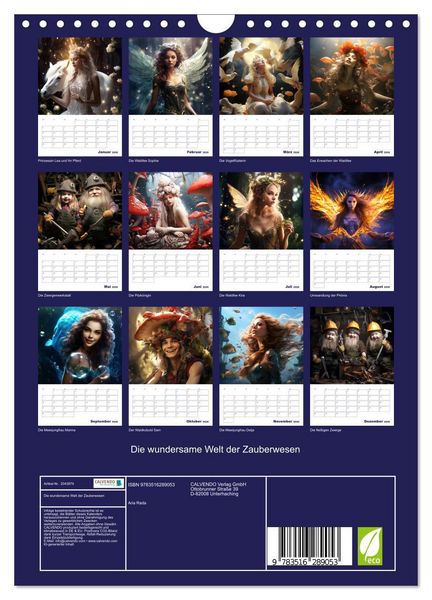 Produktbild: Die wundersame Welt der Zauberwesen (Wandkalender 2026 DIN A4 hoch), CALVENDO Monatskalender