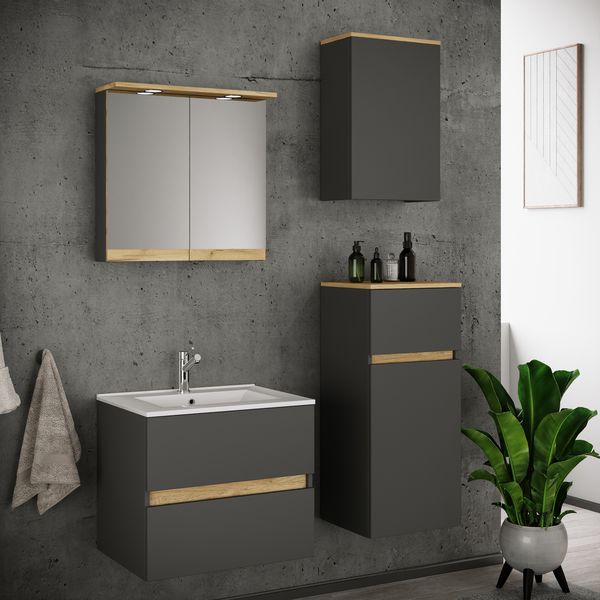 Produktbild: 5 tlg. Badm&ouml;bel-Set mit Waschbecken Cosila-I 61 cm