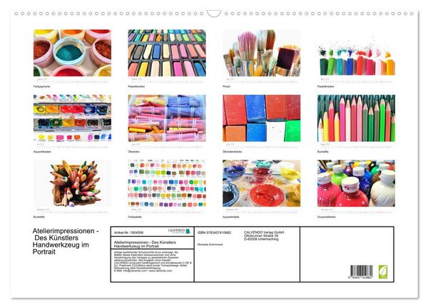 Produktbild: Atelierimpressionen - Des K&uuml;nstlers Handwerkzeug im Portrait (Wandkalender 2026 DIN A2 quer), CALVENDO Monatskalender