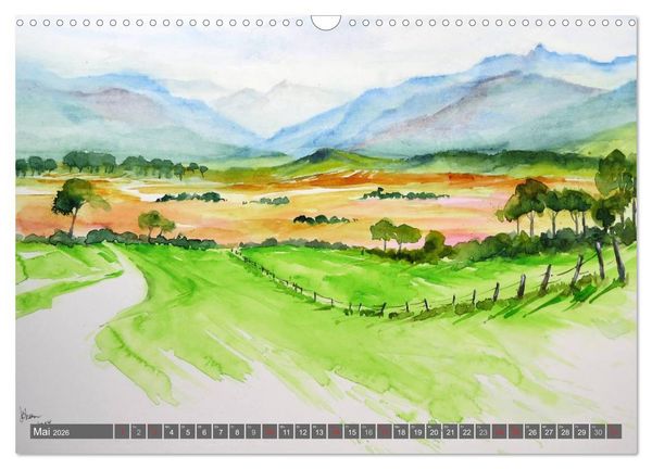 Produktbild: Murnau und das Blaue Land - Aquarelle und Fotografien (Wandkalender 2026 DIN A3 quer), CALVENDO Monatskalender