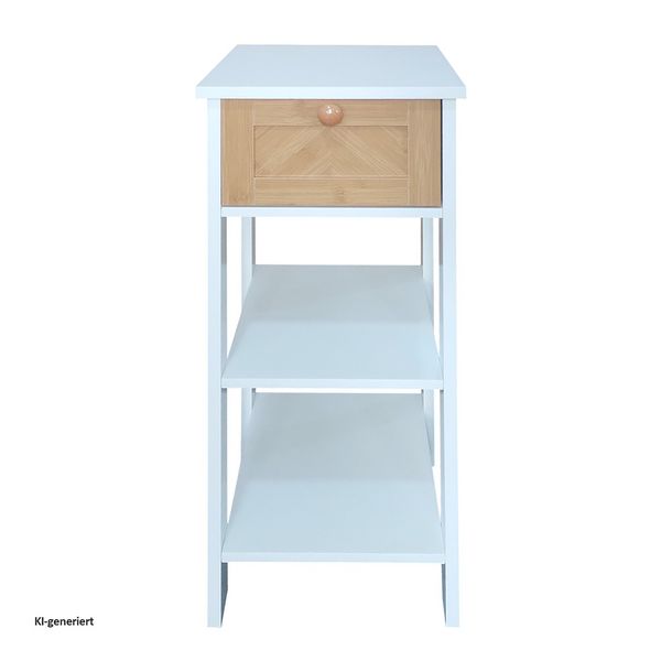 Produktbild: HTI-Living Beistelltisch Wei&szlig; mit Schublade in Holzoptik