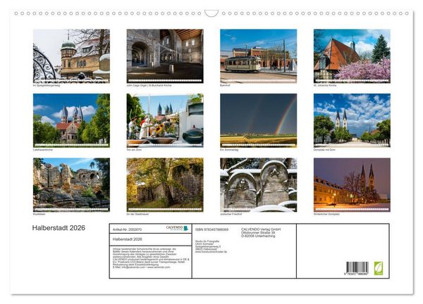 Produktbild: Halberstadt 2026 (Wandkalender 2026 DIN A2 quer), CALVENDO Monatskalender
