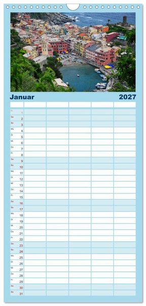 Produktbild: Familienplaner 2027 - Cinque Terre - die bunten D&ouml;rfer Liguriens mit 5 Spalten (Wandkalender, 21 x 45 cm) CALVENDO