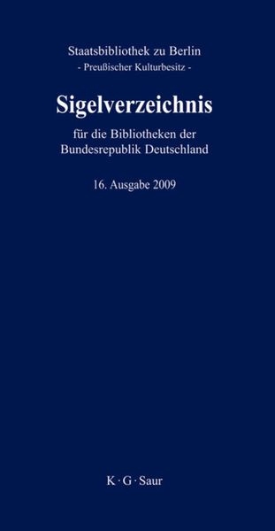Produktbild: Sigelverzeichnis f&uuml;r die Bibliotheken der Bundesrepublik Deutschland