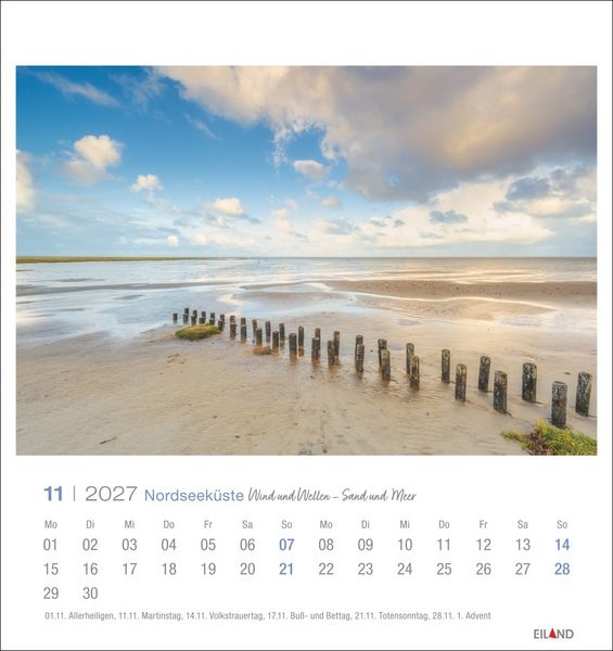 Produktbild: Nordseek&uuml;ste Postkartenkalender 2027 - Wind und Wellen - Sand und Meer