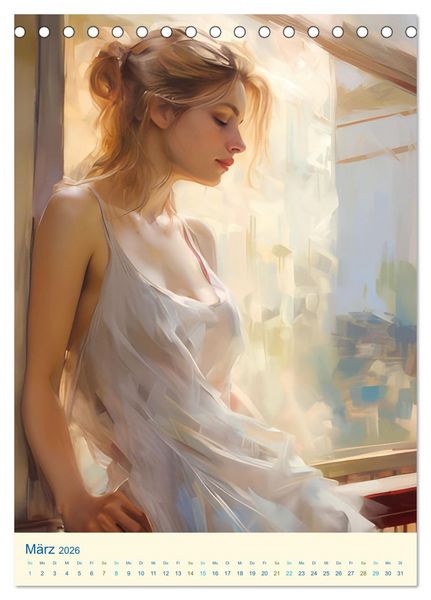 Produktbild: Feminine Romantik &ndash; Impressionistische Bilder (Tischkalender 2026 DIN A5 hoch), CALVENDO Monatskalender