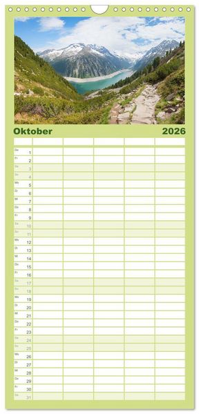 Produktbild: Familienplaner 2026 - Zillertal - Bergidylle rund um Mayrhofen 2026 mit 5 Spalten (Wandkalender, 21 x 45 cm) CALVENDO