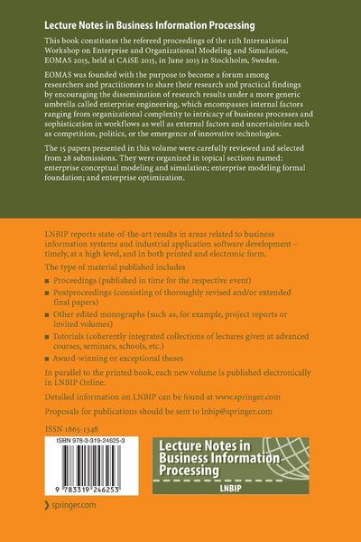 Produktbild: Enterprise and Organizational Modeling and Simulation