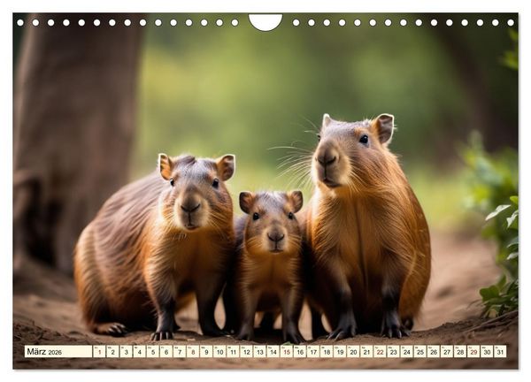 Produktbild: Capybaras - Wasserschweine die Herren der Gr&auml;ser (Wandkalender 2026 DIN A4 quer), CALVENDO Monatskalender