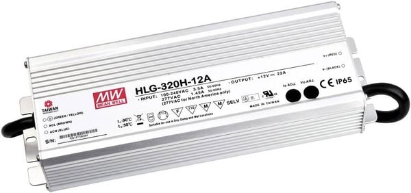 Mean Well HLG-320H-24A LED-Treiber, LED-Trafo Konstantspannung, Konstantstrom 320W 13.3A 24 V/DC PFC-Schaltkreis, Überla