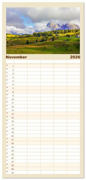 Produktbild: Familienplaner 2026 - S&uuml;dtirol Impressionen mit 5 Spalten (Wandkalender, 21 x 45 cm) CALVENDO