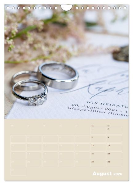 Produktbild: Hochzeitsfeeling (Wandkalender 2026 DIN A4 hoch), CALVENDO Monatskalender