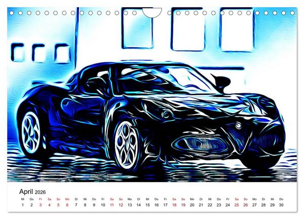 Produktbild: Cars'n'Arts - Digital Artwork von Jean-Louis Glineur (Wandkalender 2026 DIN A4 quer), CALVENDO Monatskalender