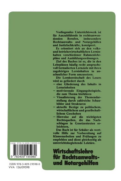 Produktbild: Wirtschaftslehre f&uuml;r Rechtsanwalts- und Notargehilfen